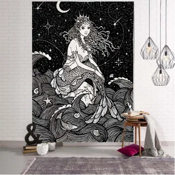 

Mermaid tapestry Mandala Tapestry Hippie Macrame Tapestry Wall Hanging Boho Decor Witchcraft Tapestry
