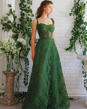 

Green Muslim Evening Dresses 2019 A-line Sweetheart Appliques Lace Islamic Dubai Saudi Arabia Long Formal Evening Gown