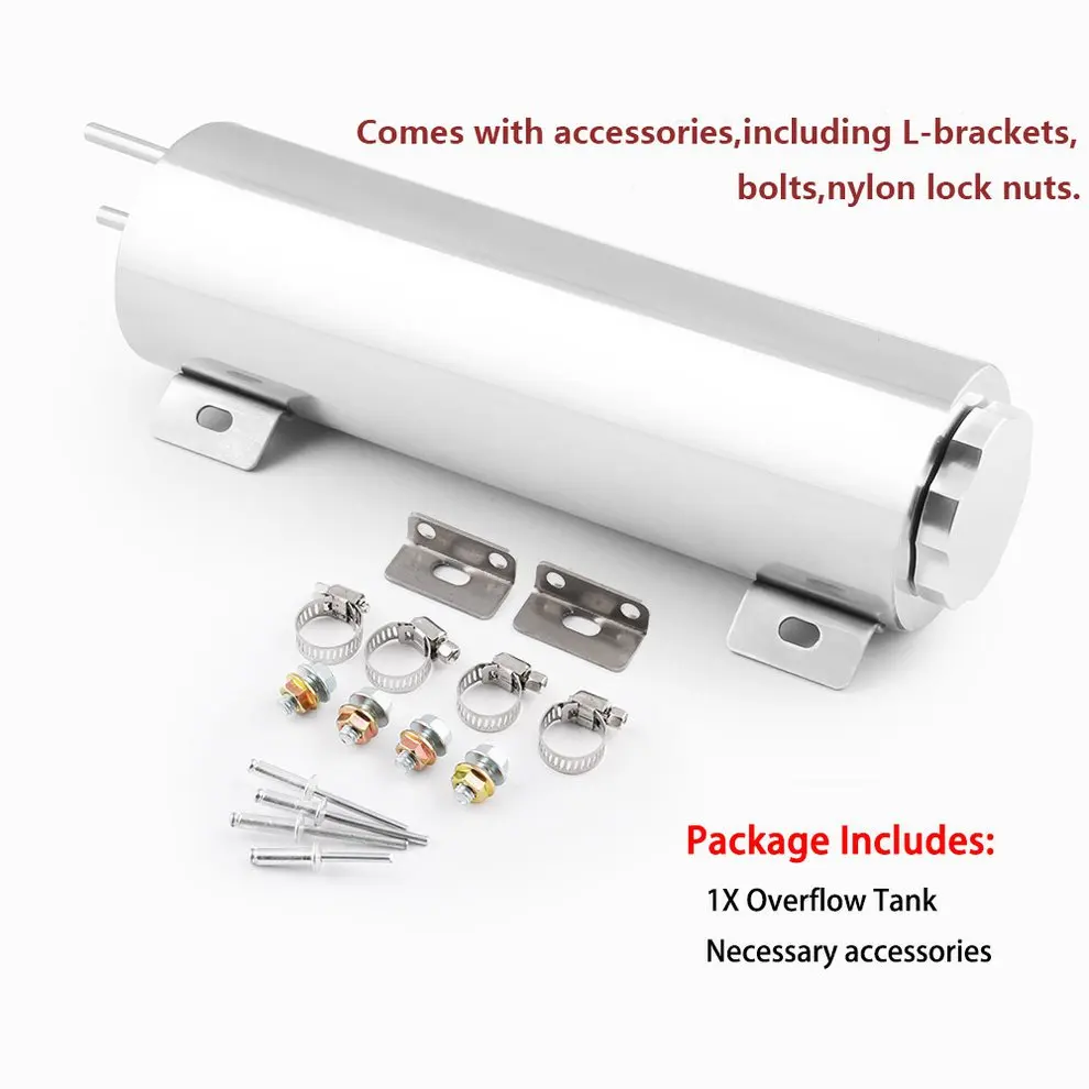 

Polished Stainless Steel Radiator Overflow Tank Bottle Catch Can Car Modification Radiator Cooling Water Bottle