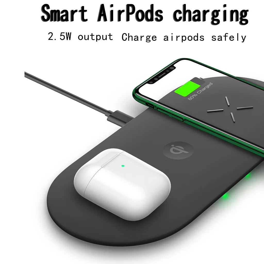 USB быстрое зарядное устройство беспроводной быстрое зарядное устройство Pad 3в1 Qi держатель для 5 для iPhone 11/Pro/Max Bluetooth беспроводной Charging-L1018