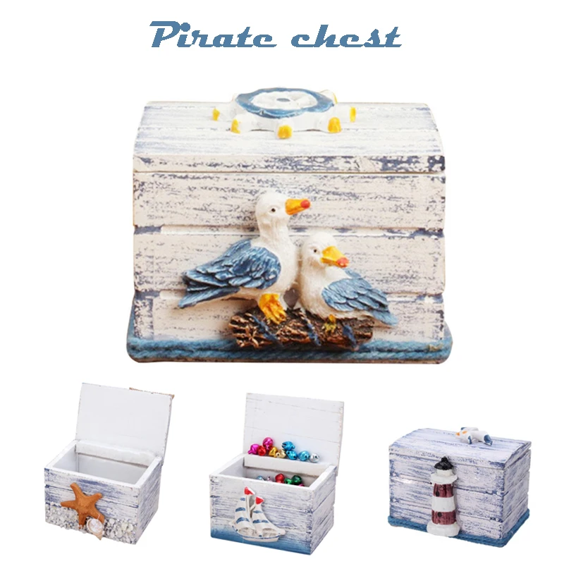 Jewelry Storage Box Mini Home Colorful Jewellery Storage Case Sailboat Pattern Wood Craft