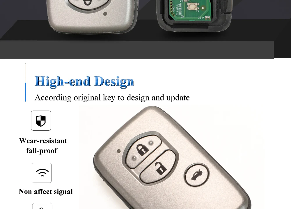 Keyforkess 3 BTN di KeylessGo Entry A Distanza di Chiave Dell'automobile Per Toyota Landcruiser Prado F433 A433 Camry Corona 0140 3370 5290 315/433MHz - H805ec9bb27474a0dac5855dd233ccfe3C