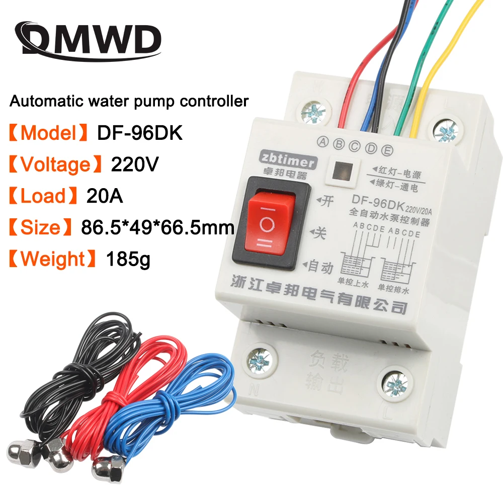 Us 8 62 20 Off Df 96ed Automatic Water Level Controller Switch 20a 220v Water Tank Liquid Level Detection Sensor Water Pump Controller 2m Wires Flow