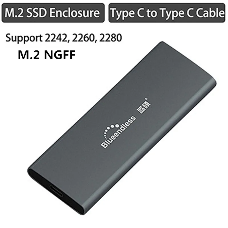 SSD m.2 чехол type C to type C поддержка 2242/2260/2280/msata M.2 NGFF B Ключ слот SSD алюминиевый чехол для твердотельного диска высокая скорость - Цвет: M280 C-C