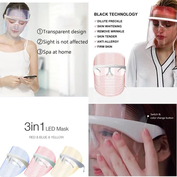 

3 Colors LED Therapy Anti-Acne Wrinkles Facial Mask Face SPA Treatment Skin Tighten&Lifting Device Beauty Care Tools
