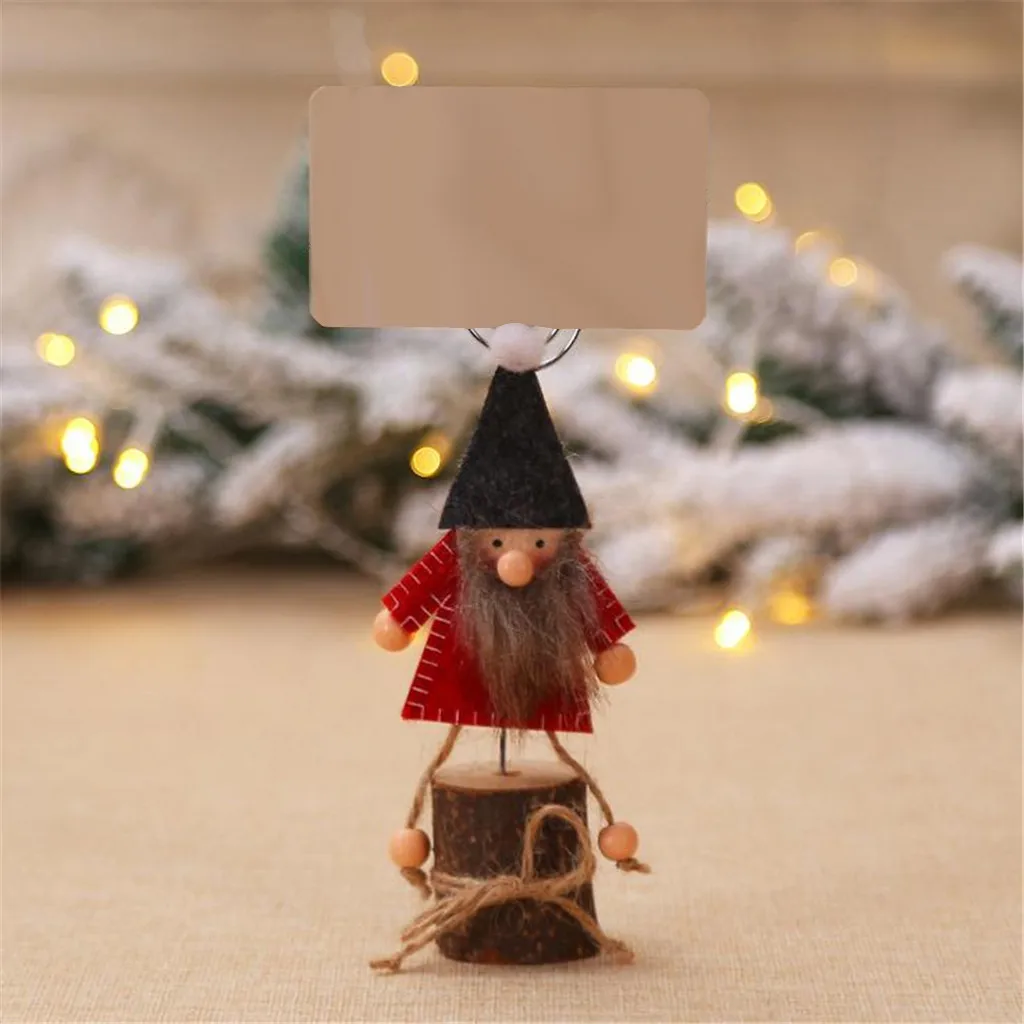 NEW Christmas Decorations Business Card Holder Creative Wood Forest Man's Note Clip#jink