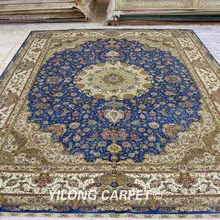 YILONG 9'x12' синий ручной работы классические украшения ручной работы турецкий Шелковый Восточный ковер(SL186