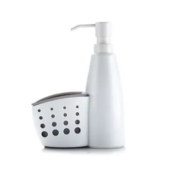 

2 in 1 Refillable Empty Bottle Shower Gel Shampoo Soap Liquid Dispenser Pump Sponge Organizer Bottle