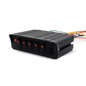 

6 Gang On Off Replacement Car Boat Circuit 12V 30Amp ABS Input Wire LED Backlit Rocker Switch Panel Marine Waterproof Automotive
