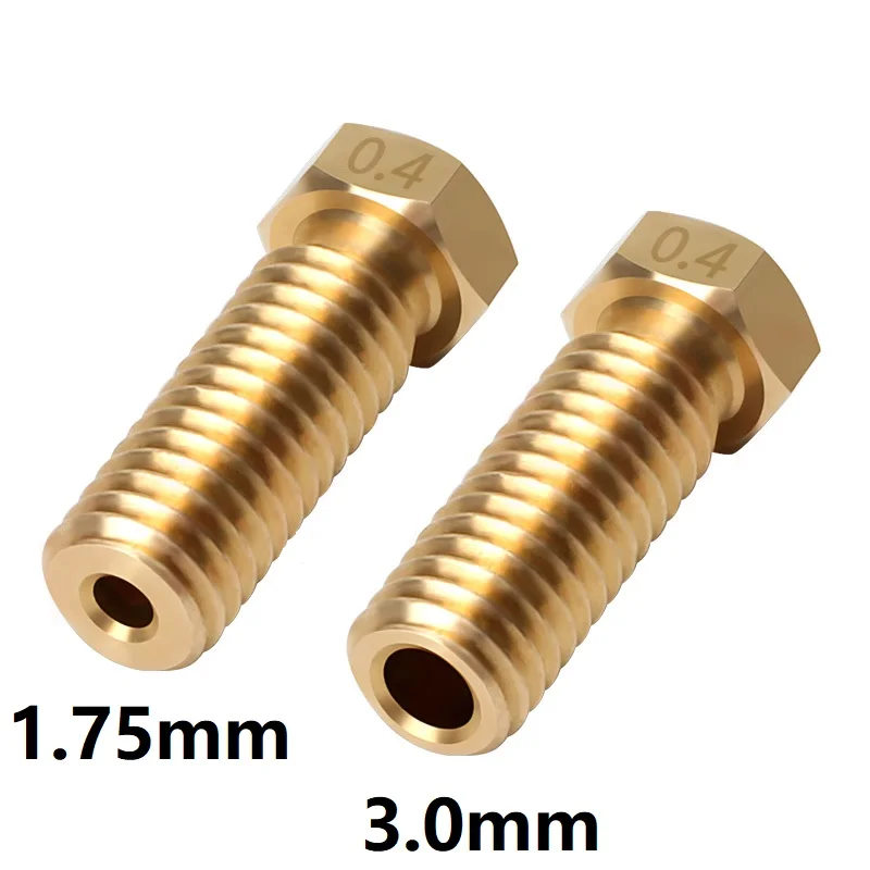 RAMPS 1pcs E3D V5 V6 Volcano Nozzle Brass 1.75mm Filament Hard Steel M6 Thread 0.2-1.2mm Hotend Nozzles 3D Printer Accessories