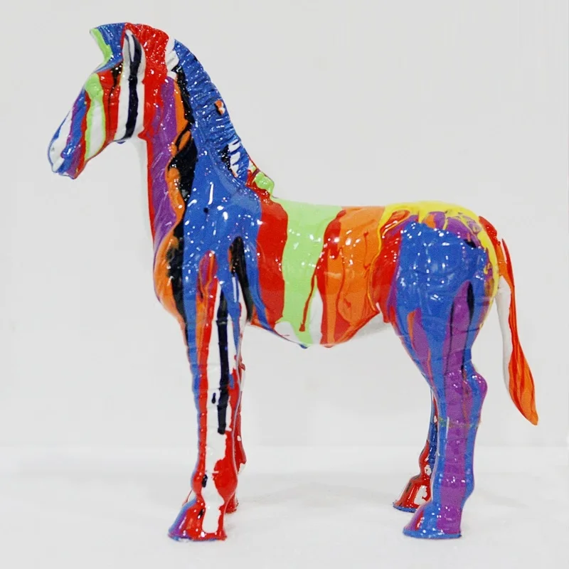 

Simple Modern Horse Art Sculpture Painting Small Zebra Statue Creative Resin Craft Decorations For Home R3502
