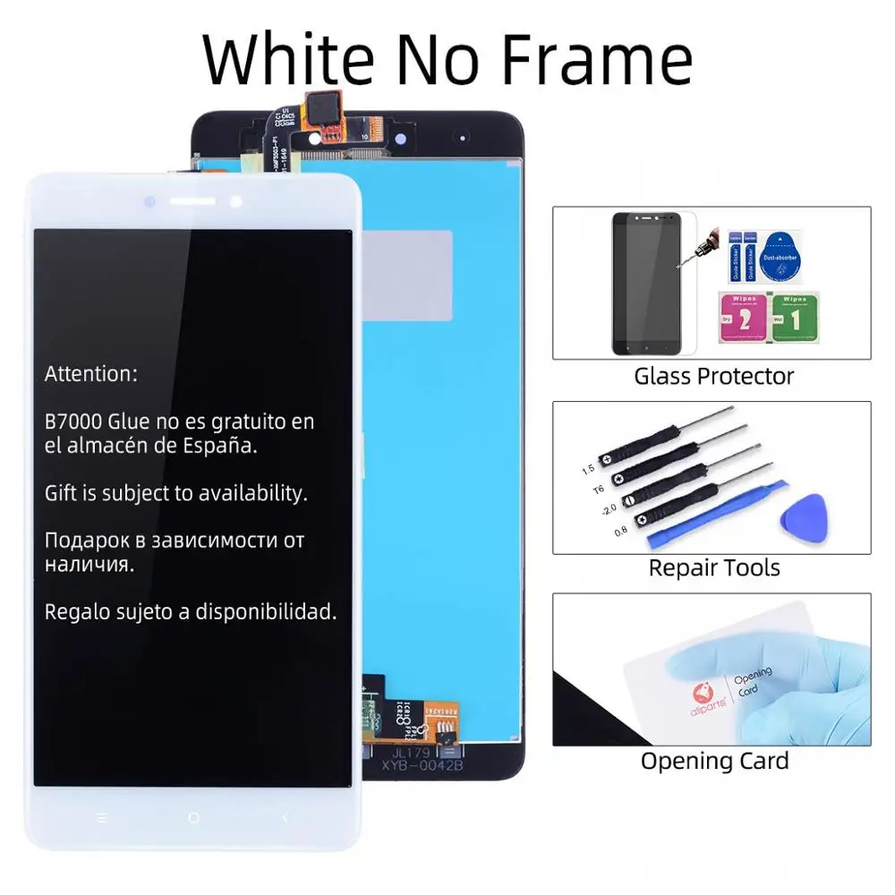 Дисплей для XIAOMI Redmi Note 4X LCD в сборе с тачскрином на рамке 5.5'' черный белый золото Snapdragon 625 - Цвет: White No Frame