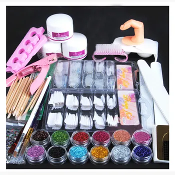

Full Nail Manicure Set Pro Acrylic Kit With Drill Machine Acrylic Liquid Nail Glue Glitter Powder Nail Tips Nail Art Tool Kit