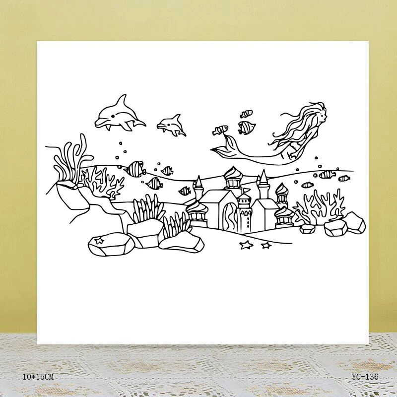 

AZSG Ocean castle Clear Stamps For DIY Scrapbooking/Card Making/Album Decorative Rubber Stamp Crafts
