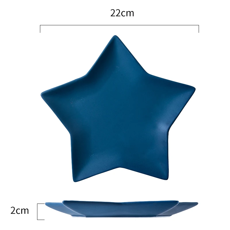 Ceramica тарелка Северная Европа пентаграмма диаграмма Ins ветер оригинальность домашнее блюдо в стиле вестерн-стиль стейк завтрак Макарон диск - Цвет: Royal Blue Star disk