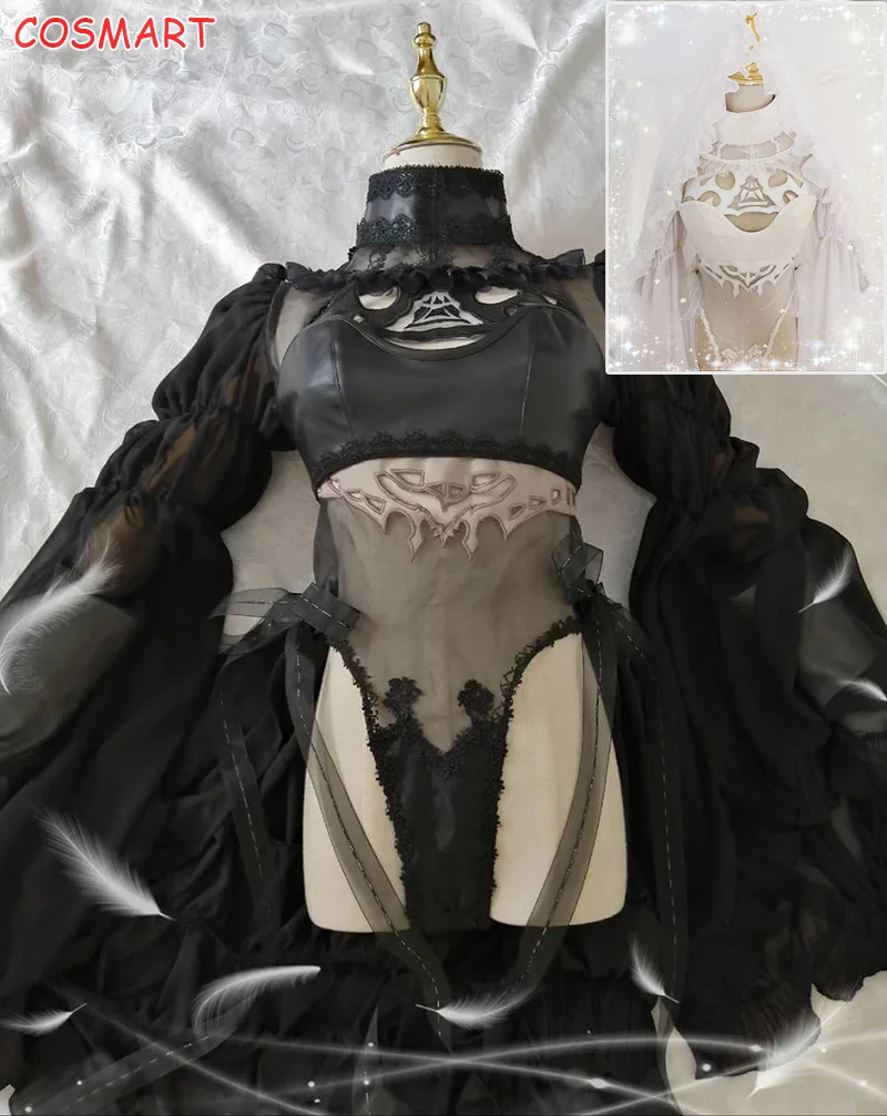 

[Customize]Game NieR Automata 2B White/Black Marriage Wedding Dress Bodysuit Cosplay Costume Halloween Party Suit For Women Girl
