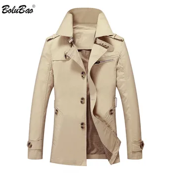 

BOLUBAO Brand Men Solid Color Trench Autumn New Men's Business Casual Long Section Overcoat Fashion Simple Slim Trench Male