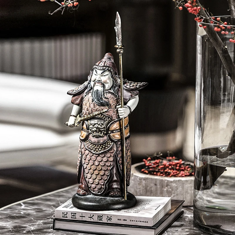 1Pcs Creative hand-painted door god resin decoration classic home living room porch TV cabinet lucky art decoration furnishings