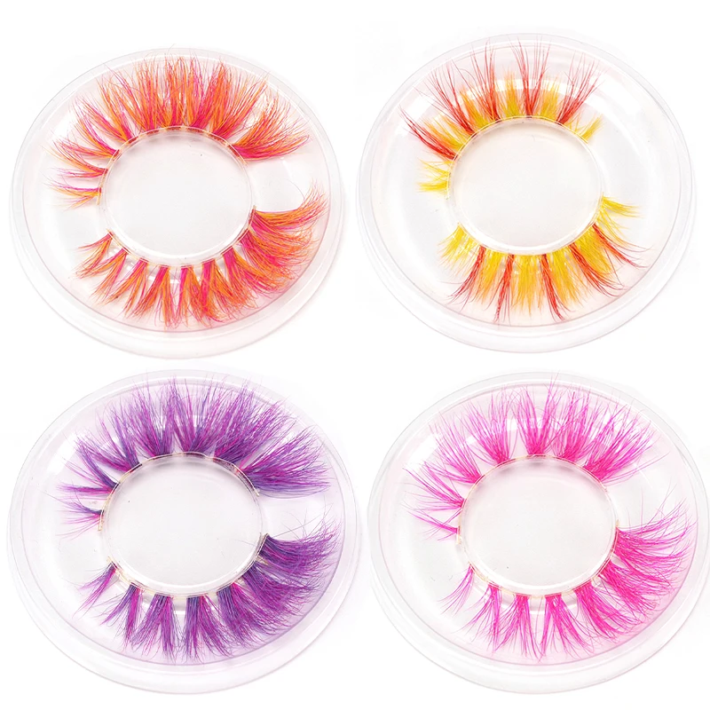 

8D Dramatic Fluffy Makeup Colored Cilia 100% Real Mink High Volume Dense Colorful Eyelashes for Everyday or Party Use