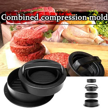 

1set 3 in 1 Non-stick Kitchen Stuffed Maker Press Round Shape Hamburger Meat Maker Hamburger Patty Maker and Sliders