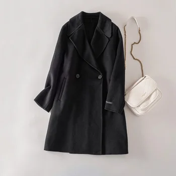 

Cthink 2020 Winter Warm Wool A Style Korean Women's Coat Fashion Knee Length Red Black Coats For Woman Deep Fall Female Coat