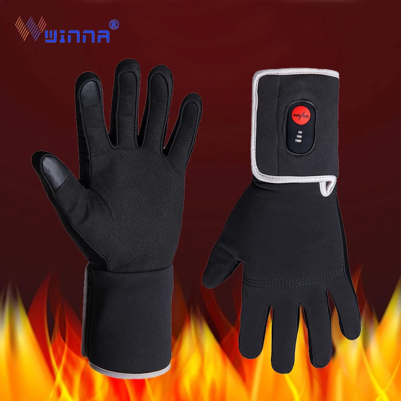 

Winter Electric Heating Gloves with Sheepskin Three-modes Thermostatic Heated Mittens for Women Men Windproof Touch Screen Glove