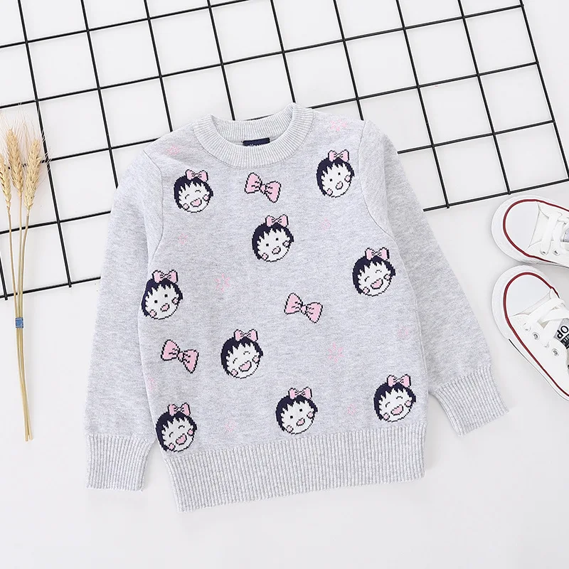 

Korean-style CHILDREN'S Sweater Pullover 2019 New Style Crew Neck Sweater Medium-small CHILDREN'S Cartoon Small Balls