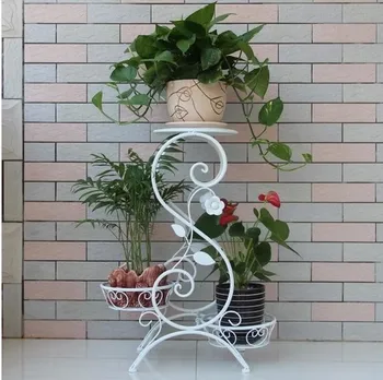 

European style wrought iron flower stand Living room floor flower stand balcony multi-layer bonsai pot rack