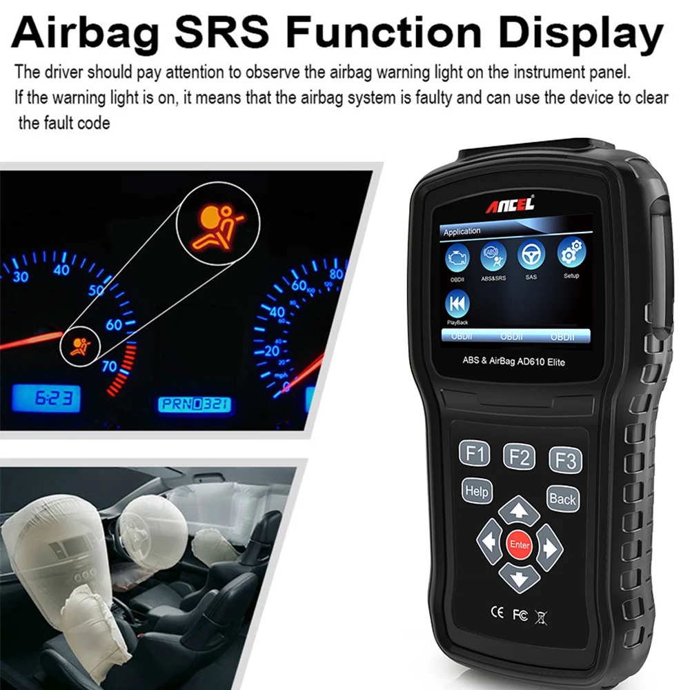 Ancel AD610 Elite проверка двигателя ABS SRS подушка безопасности воздушная сумка SAS сброс