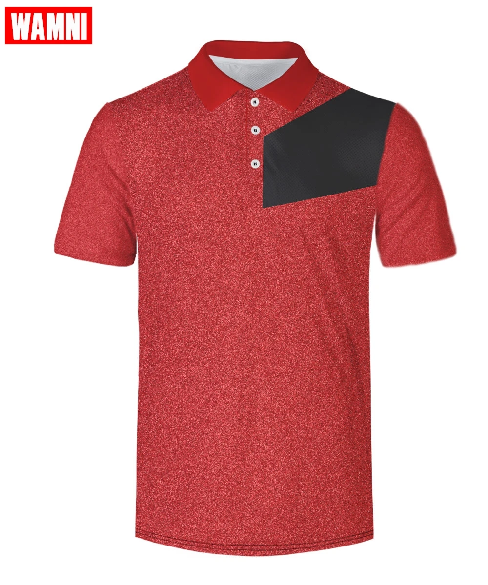 WAMNI Tennis Grey 3D Polo Shirt Gradient Dry Slim Popular Black Striped Loose Streetwear Turn-down Collar Polo-shirt Breathable