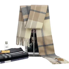 

2022 Autumn and Winter New Men's Wool Scarf Korean Plaid Business Casual Tassel Warm Scarf