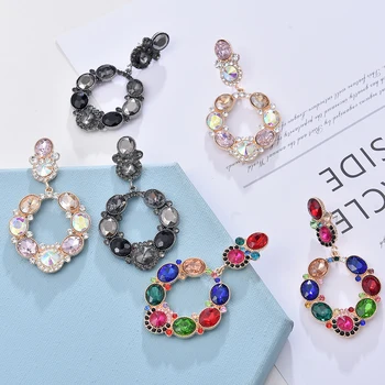 

Ztech Big Crystal Geometric Pendant Women Fashion Dangle Earrings Jewelry High Quality Trendy Statement Earrings Accessories