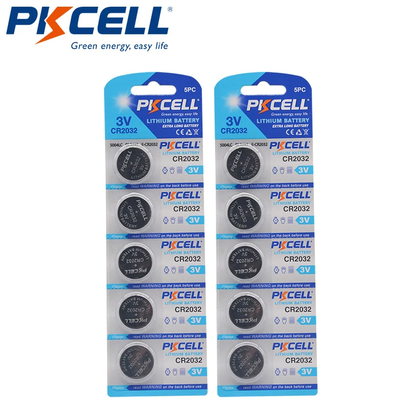 10 шт. Литиевые Батарейки PKCELL CR2032 3 в BR2032 DL2032 ECR2032 CR 2032|button cell watch batteries|button battery gpa76button