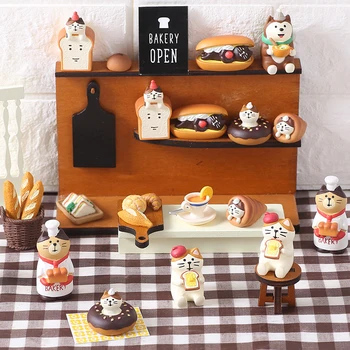 

Japan Style Kawaii Cartoon Animals Cat Simulation Food Bread Resin Home Decoration Gifts Miniature Figurines Ornament Hogar