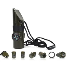 7в1 свисток для выживания в чрезвычайных ситуациях компас многофункциональный инструмент Лупа фонарик контейнер для хранения термометр для кемпинга пешего туризма