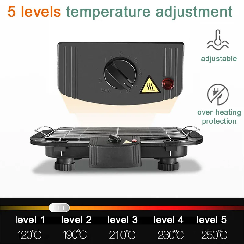 New 2024 Electric Table Top Grill BBQ Barbecue Garden Camping Cooking Indoor 1300W 3