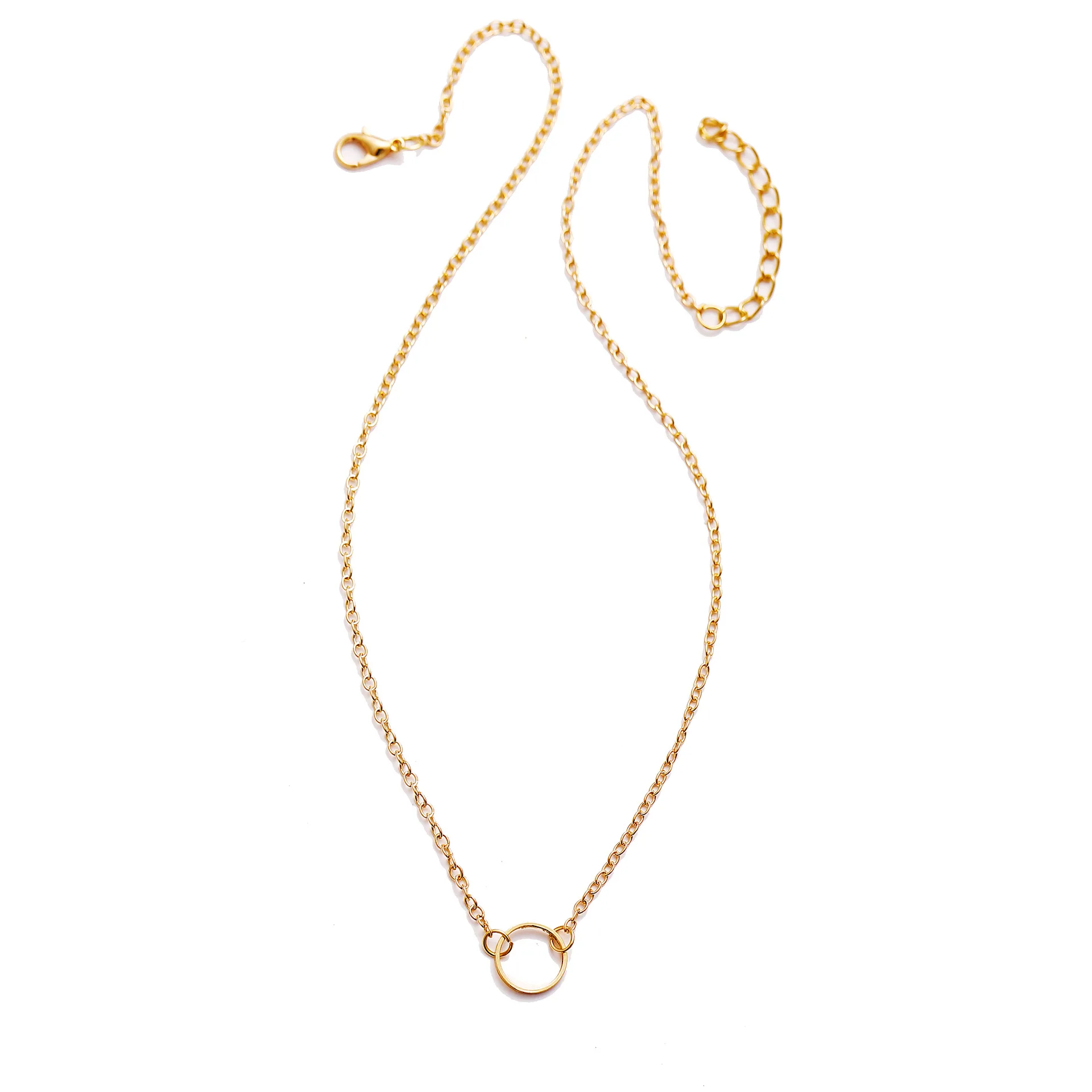 Fashion Tiny Heart Dainty Initial Necklace Gold Silver Color Ring Choker Necklace For Women Pendant Jewelry Gift