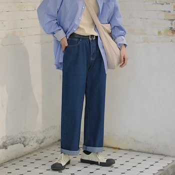 

Men's jeans 2019 four seasons are suitable for the new slim straight trousers wide leg jeans loose casual personality youth only