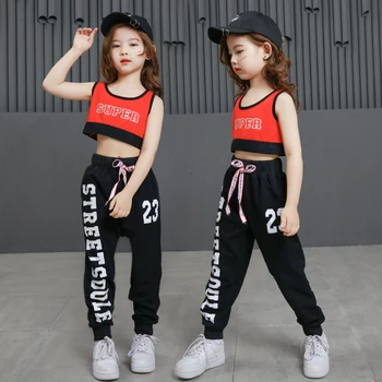 

Girl Sir Dance Clothing Girl Damp Dew Navel Easy Hip Hop Children Show Serve Navel Dress