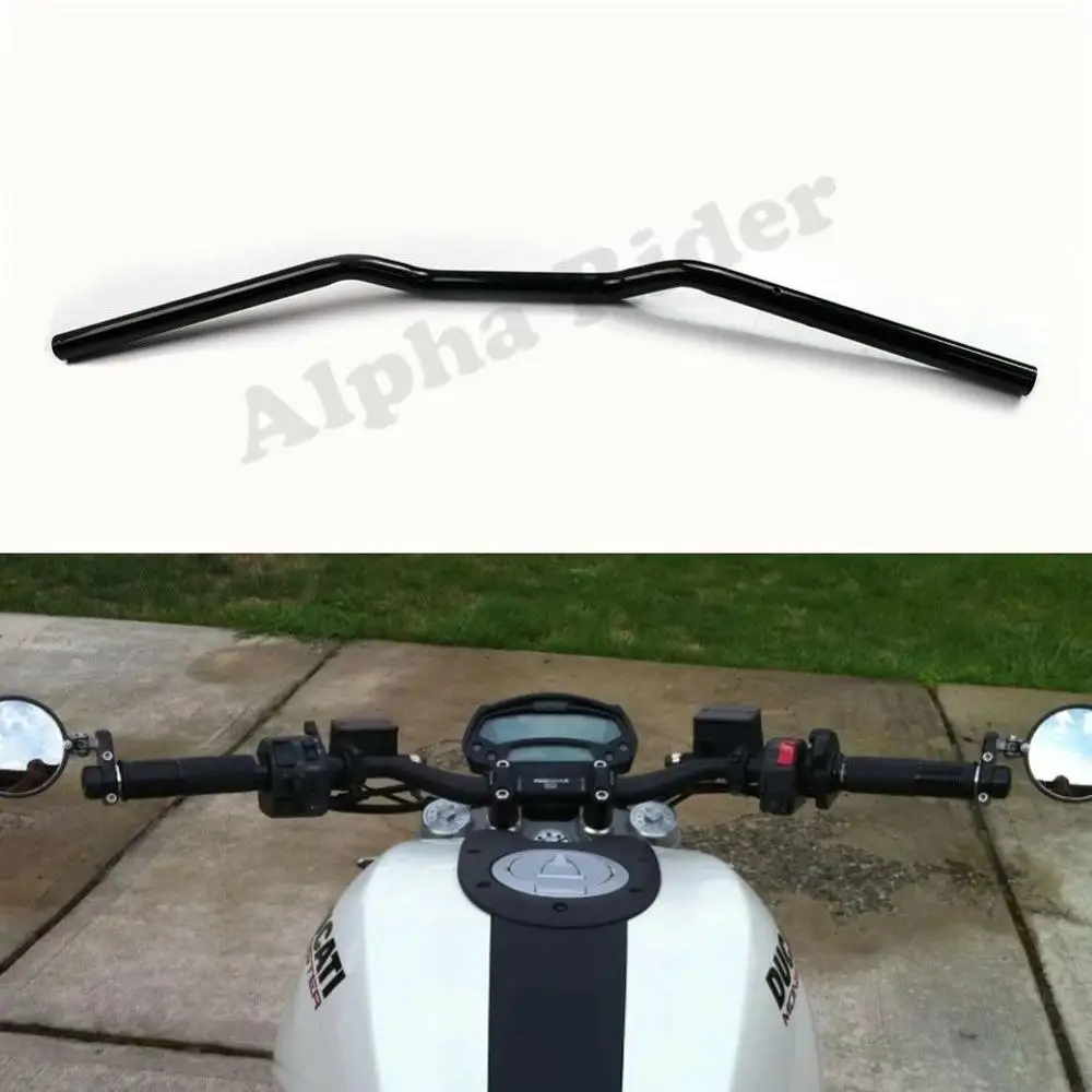 Хром/черный 7/" 22 мм стойка Руля Мотоцикла Руль 29,5" для Ducati Monster 696 2008- Monster696 2013 2012 - Цвет: Черный