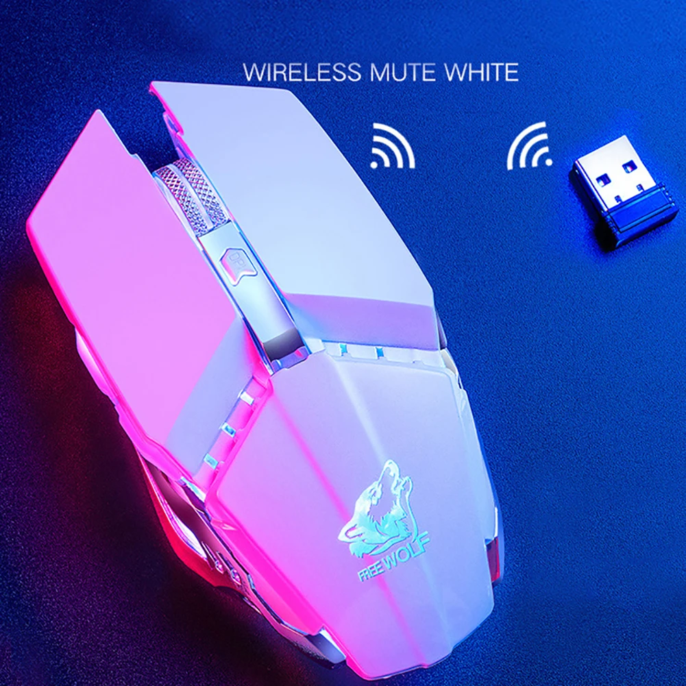 2,4G 1600 dpi Беспроводная оптическая мышь эргономичная Механическая USB зарядка умственное колесо профессиональная игровая мышь использование для портативных ПК - Цвет: white