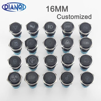 

16mm Alumina metal Led logo light latching fixed button switch customizable car speaker horn buttonswitch Momenary/Latching
