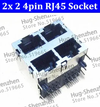 

Free Shipping Ethernet port socket RJ45 2*2 4p 4core internet access socket RJ45 connector