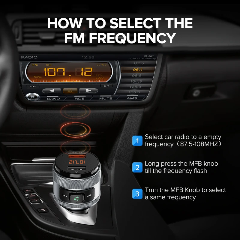 Ugreen USB Автомобильное зарядное устройство Bluetooth fm-передатчик QC Быстрая зарядка 3,0 Быстрая зарядка для Xiaomi samsung iPhone huawei QC3.0 зарядное устройство