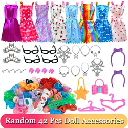 Ultimate Doll Fashion & Accessory Collection: Trendy Dresses, Stylish Glasses, Chic Necklaces, Elegant Handbags, and Fabulous Shoes (42 Pcs)