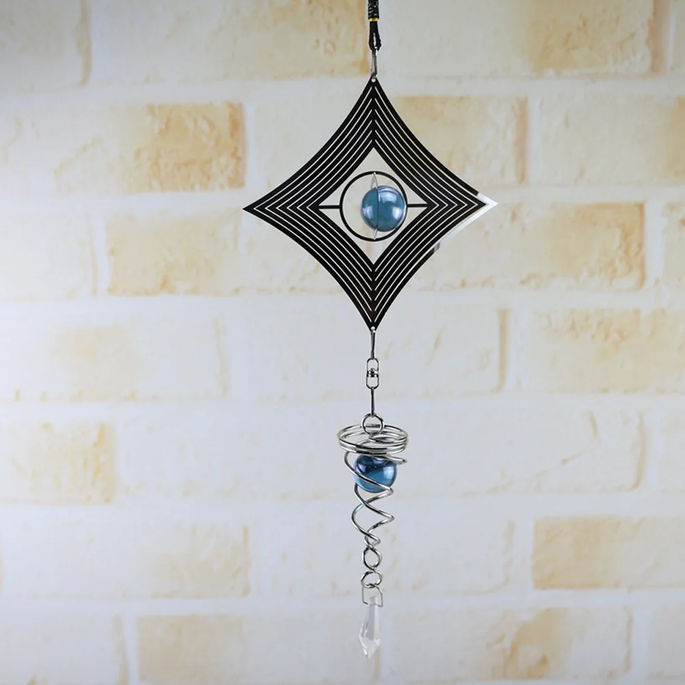 

40cm Metal Hanging Wind Spinner Wind Chime Tail Glass Ball Center Decor US