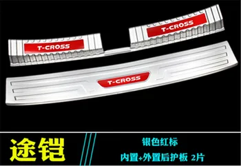 

stainless steel car Rear Bumper Protector Sill Trunk Rear guard Tread Plate for 2019 2020 Volkswagen T-CROSS Car styling