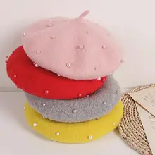 

Fashion New Princess Kids Girls Caps Berets Lovely Pearl Beanies Hats Spring Autumn Winter Toddler Girls Hats 2021