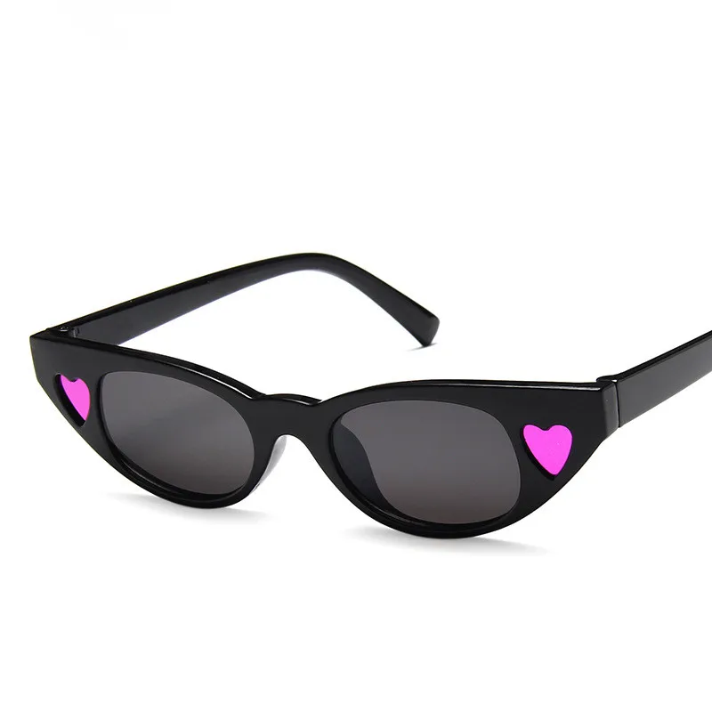Винтажные Солнцезащитные очки "кошачий глаз", роскошные брендовые дизайнерские красные и черные солнцезащитные очки в стиле ретро, солнцезащитные очки с сердечками для женщин, UV400 - Цвет линз: Bpink