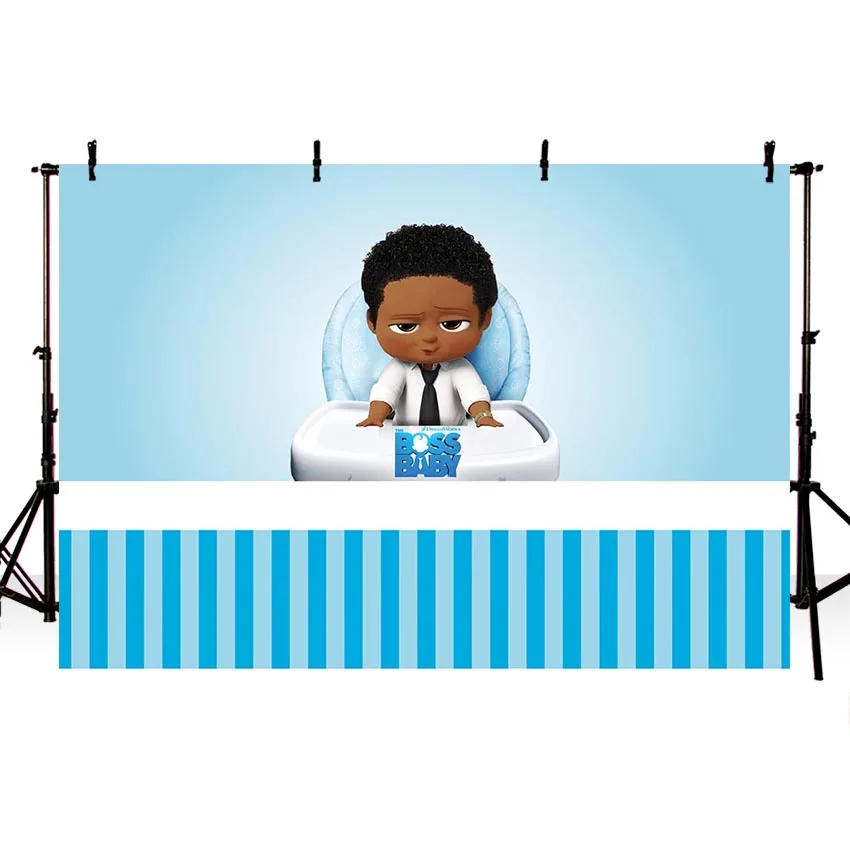 

Blue Wall Photobooth Home Decorations Boss Baby Photo Backdrops Children Birthday Photography Backdround for Photo Studio 7x5ft